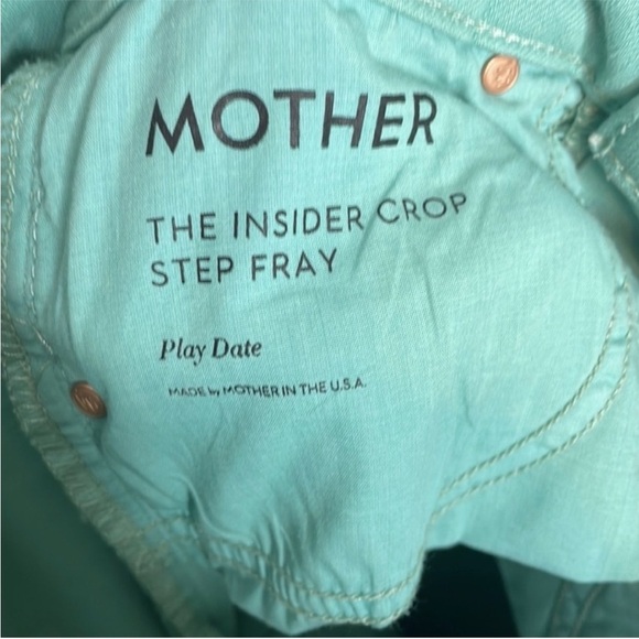 NWOT MOTHER The Insider Crop Step Fray Play Date Denim Jeans Lagoon Green 24 - Picture 3 of 6